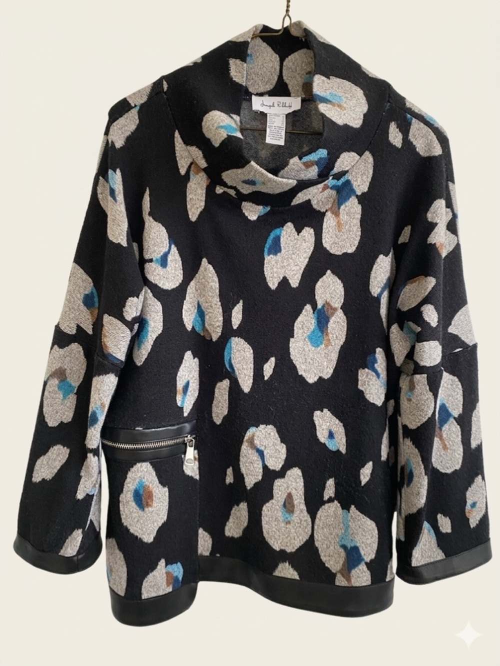 Joseph Ribkoff Abstract Animal Print Cowel Neck Top Size 6